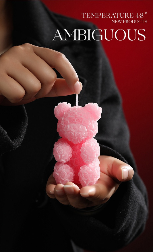 Cryogenic Rose Bear Candle — Low-Temperature Wax Sculpture, Romantic Decorative Candle for Gifts, Birthday, Valentine’s Day