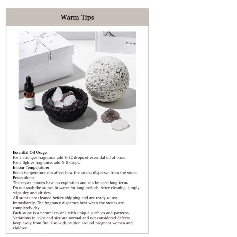 Volcanic Stone Crystal Diffuser – Natural Lava Rock Aromatherapy Ornament with Essential Oil, Long-Lasting Home Fragrance Decor