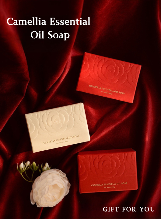 Camellia Essential Oil Soap Bar – Natural Imported Soap Base, Hydrating & Gentle Cleansing, Embossed Floral Gift Soap