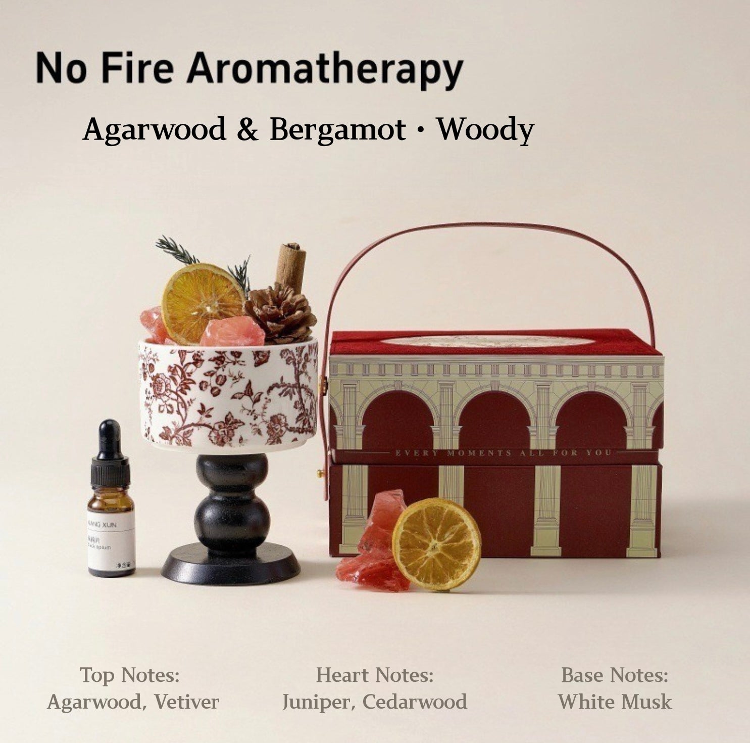 Red Luck Crystal Diffuser Gift Set – Flameless Home Fragrance with Oriental Silk-Velvet Design