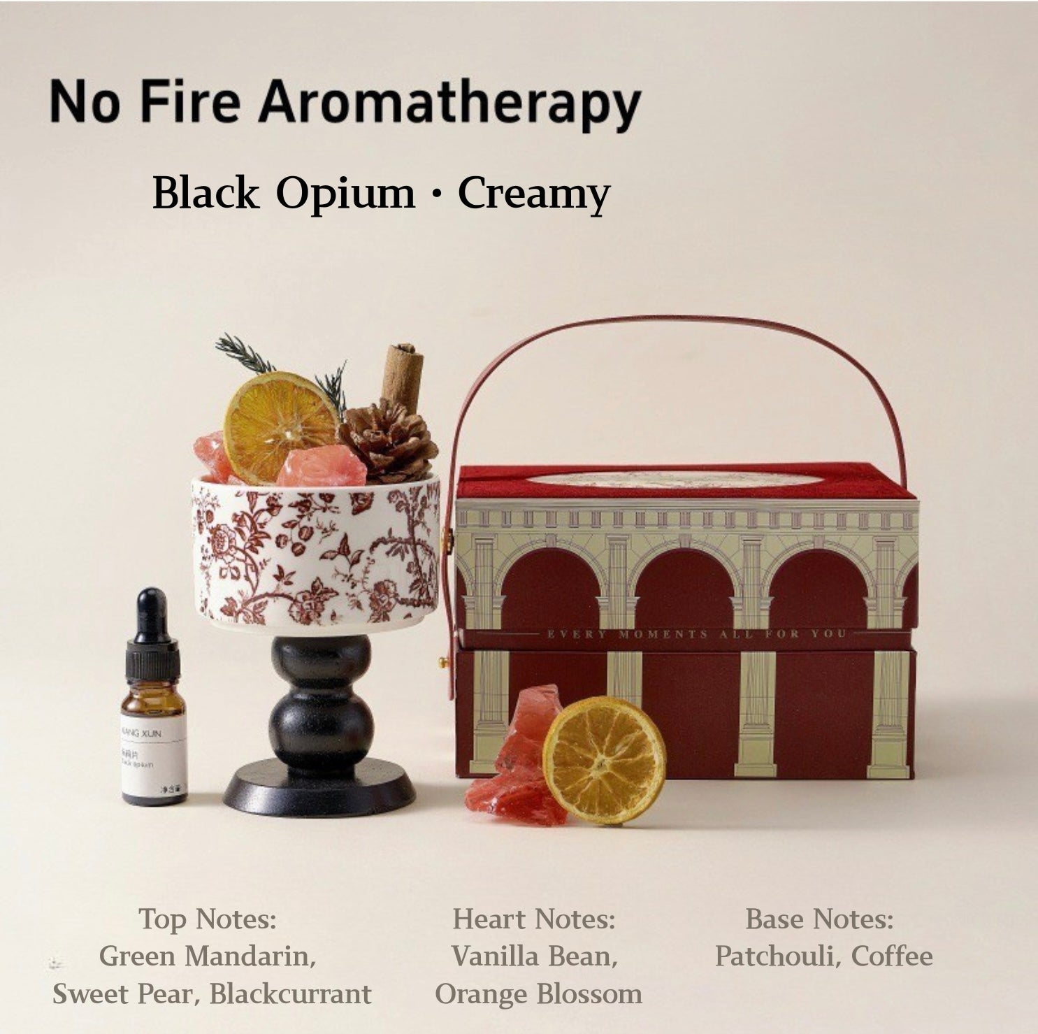 Red Luck Crystal Diffuser Gift Set – Flameless Home Fragrance with Oriental Silk-Velvet Design