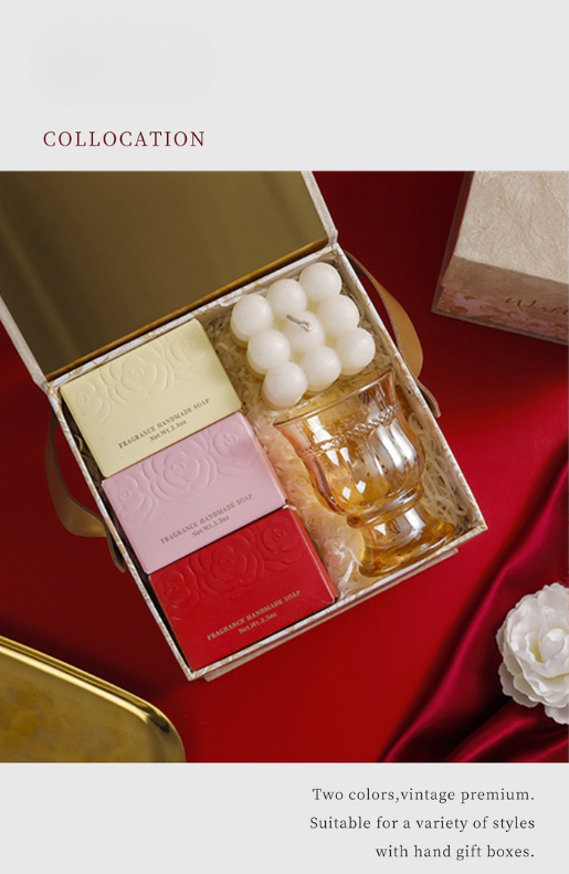 Camellia Essential Oil Soap Bar – Natural Imported Soap Base, Hydrating & Gentle Cleansing, Embossed Floral Gift Soap