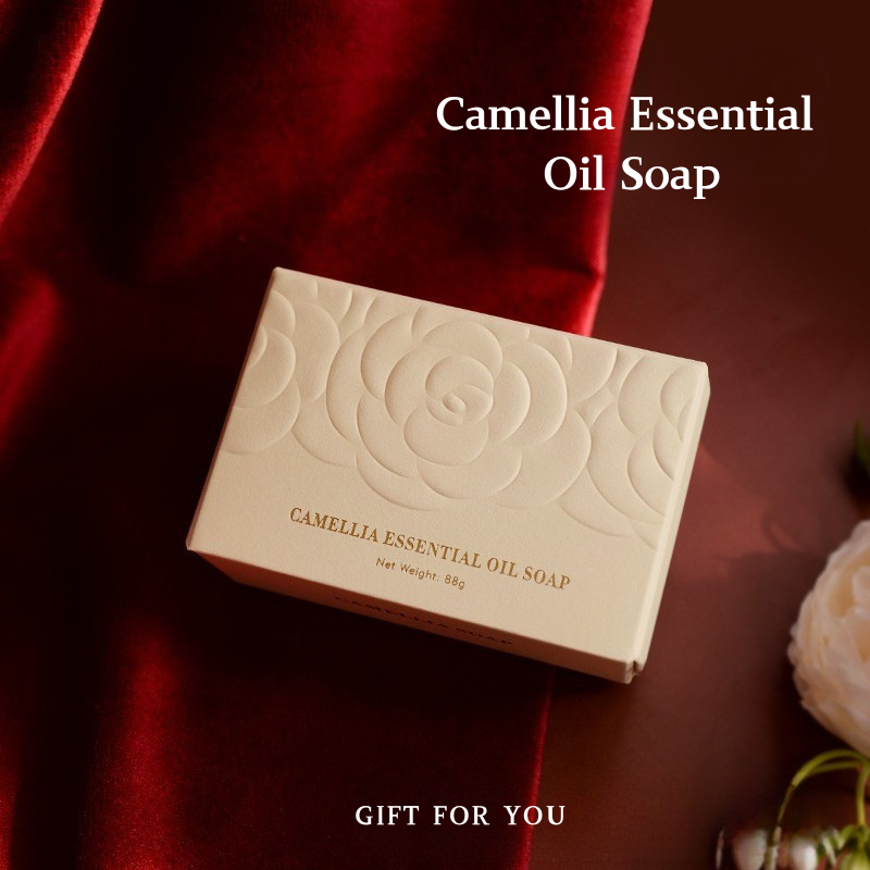 Camellia Essential Oil Soap Bar – Natural Imported Soap Base, Hydrating & Gentle Cleansing, Embossed Floral Gift Soap