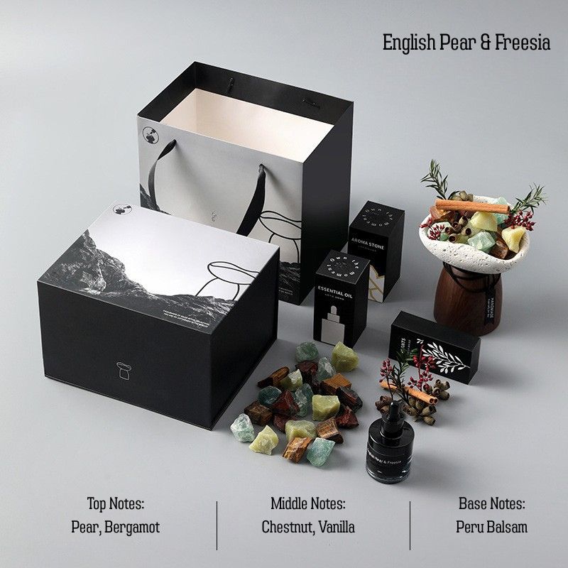 Natural Crystal Aroma Diffuser Gift Set – No-Flame Essential Oil Aromatherapy, Elegant Home Decor, Long-Lasting Fragrance, Perfect Romantic Gift