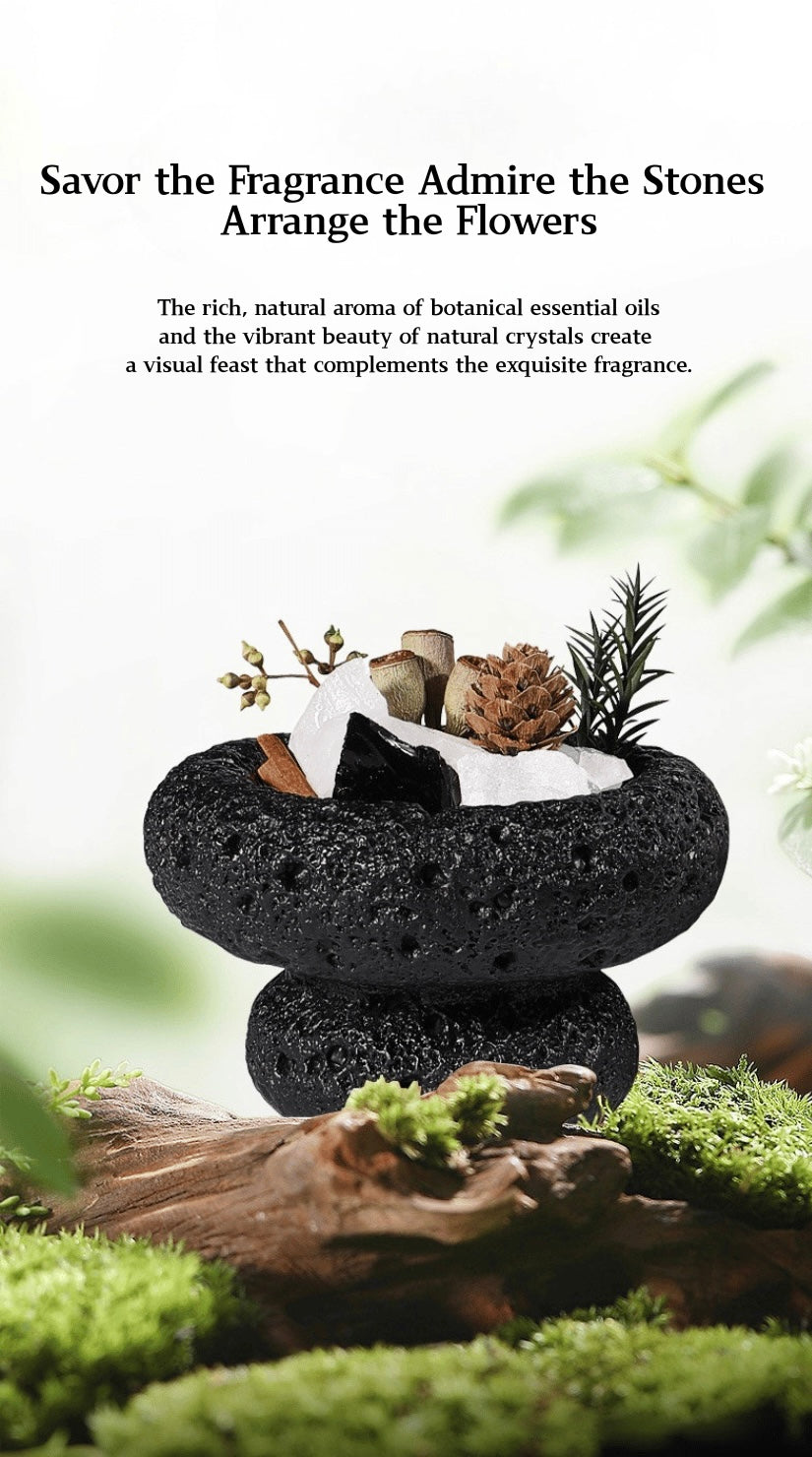 Pure Essence Crystal Aromatherapy Gift Set – Handcrafted Stone Diffuser with Natural Crystals, Botanical Accents & Essential Oil | A Luxury Flame-Free Aroma Ritual