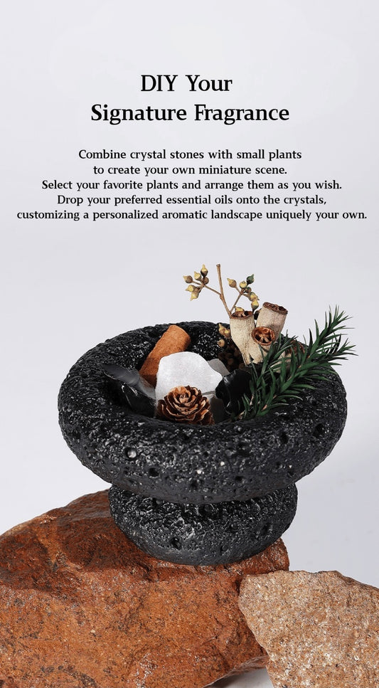 Pure Essence Crystal Aromatherapy Gift Set – Handcrafted Stone Diffuser with Natural Crystals, Botanical Accents & Essential Oil | A Luxury Flame-Free Aroma Ritual