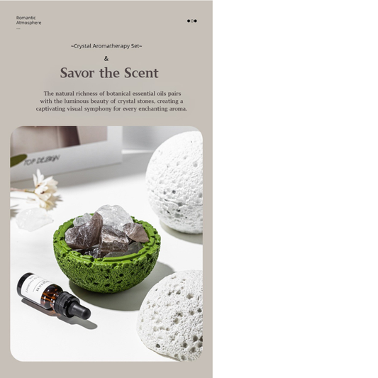 Volcanic Stone Crystal Diffuser – Natural Lava Rock Aromatherapy Ornament with Essential Oil, Long-Lasting Home Fragrance Decor