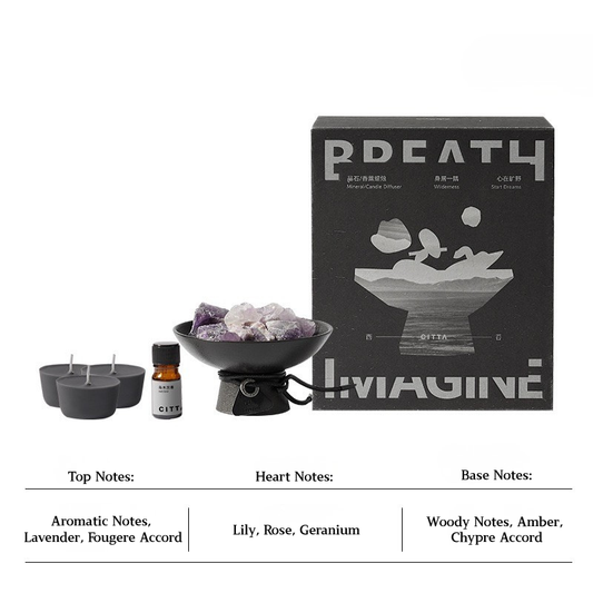 Natural Crystal Stone Aromatherapy Set – Crystal Diffuser with Essential Oils and Scented Candle for Home Fragrance & Relaxation