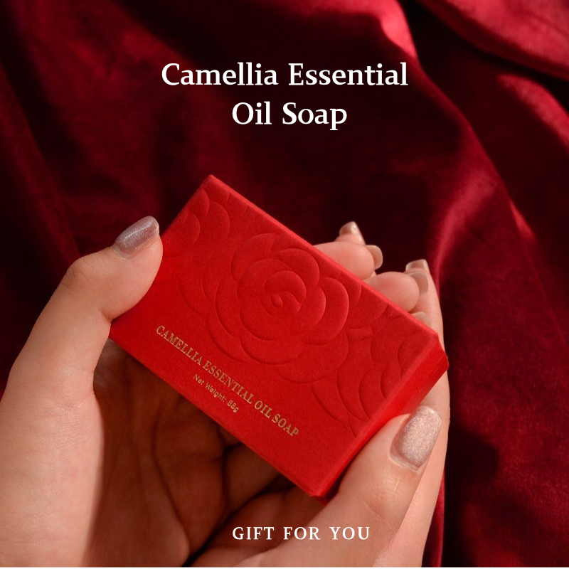 Camellia Essential Oil Soap Bar – Natural Imported Soap Base, Hydrating & Gentle Cleansing, Embossed Floral Gift Soap