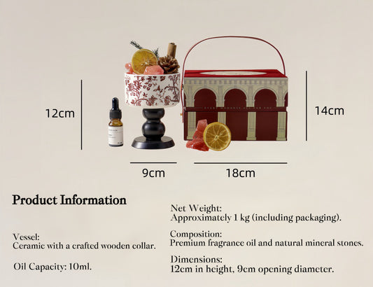 Red Luck Crystal Diffuser Gift Set – Flameless Home Fragrance with Oriental Silk-Velvet Design