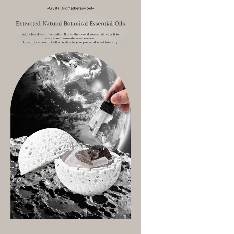 Volcanic Stone Crystal Diffuser – Natural Lava Rock Aromatherapy Ornament with Essential Oil, Long-Lasting Home Fragrance Decor