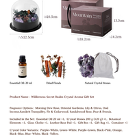 Wild Sanctuary Crystal Aromatherapy Diffuser – Natural Flame-Free Crystal Aroma Set with Essential Oil, Glass Dome & Gift Box – Zen-Inspired Home Decor & Long-Lasting Fragrance