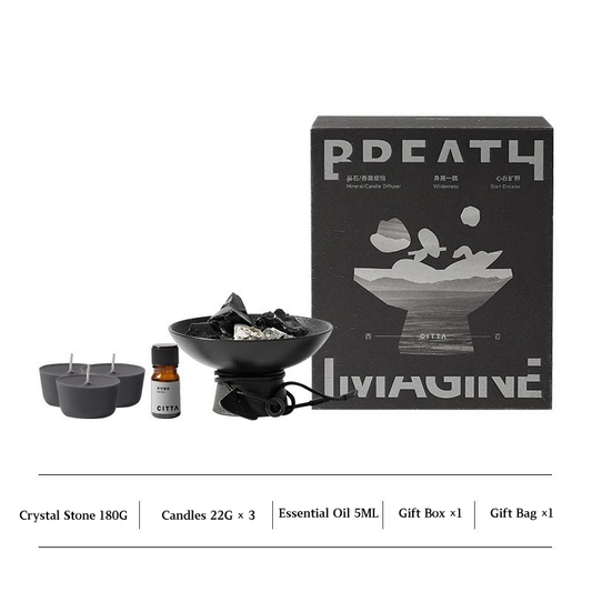 Natural Crystal Stone Aromatherapy Set – Crystal Diffuser with Essential Oils and Scented Candle for Home Fragrance & Relaxation