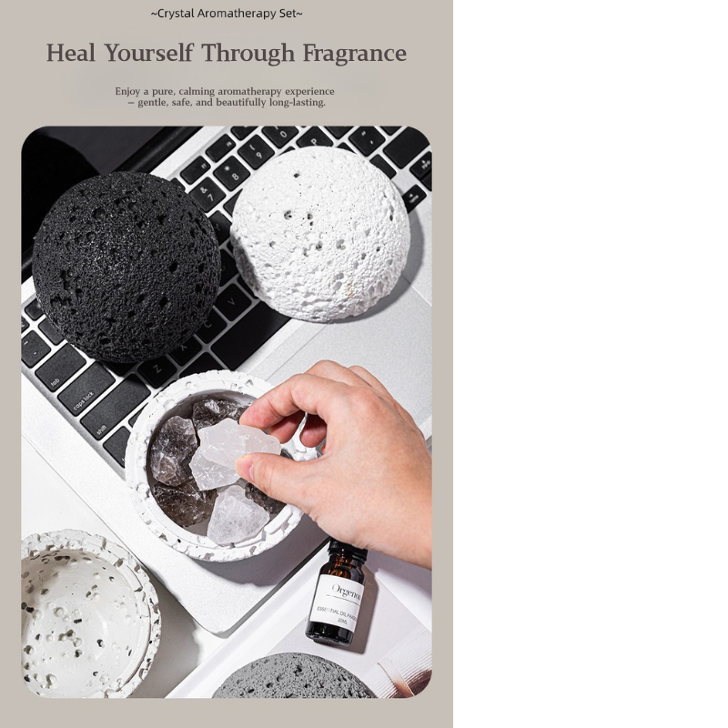 Volcanic Stone Crystal Diffuser – Natural Lava Rock Aromatherapy Ornament with Essential Oil, Long-Lasting Home Fragrance Decor