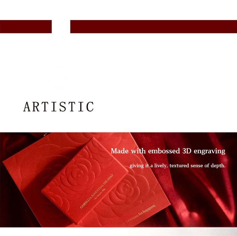 Camellia Essential Oil Soap Bar – Natural Imported Soap Base, Hydrating & Gentle Cleansing, Embossed Floral Gift Soap