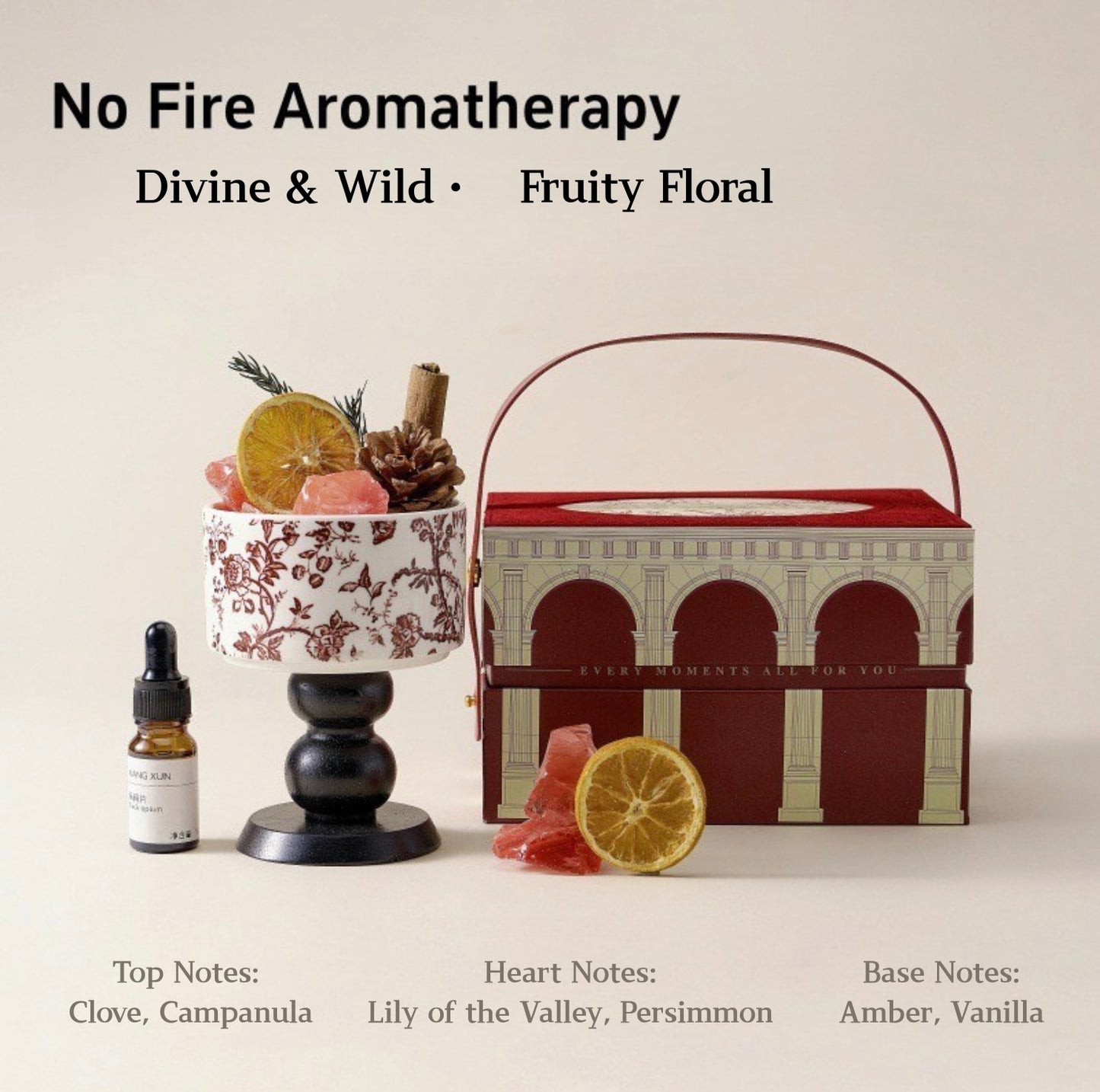 Red Luck Crystal Diffuser Gift Set – Flameless Home Fragrance with Oriental Silk-Velvet Design