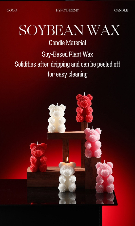 Cryogenic Rose Bear Candle — Low-Temperature Wax Sculpture, Romantic Decorative Candle for Gifts, Birthday, Valentine’s Day