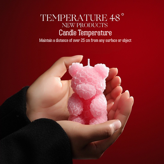 Cryogenic Rose Bear Candle — Low-Temperature Wax Sculpture, Romantic Decorative Candle for Gifts, Birthday, Valentine’s Day