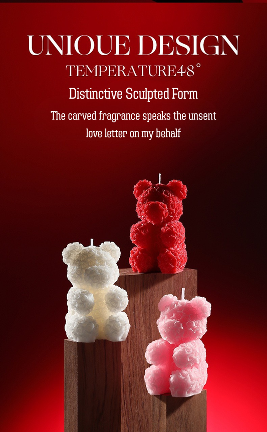 Cryogenic Rose Bear Candle — Low-Temperature Wax Sculpture, Romantic Decorative Candle for Gifts, Birthday, Valentine’s Day
