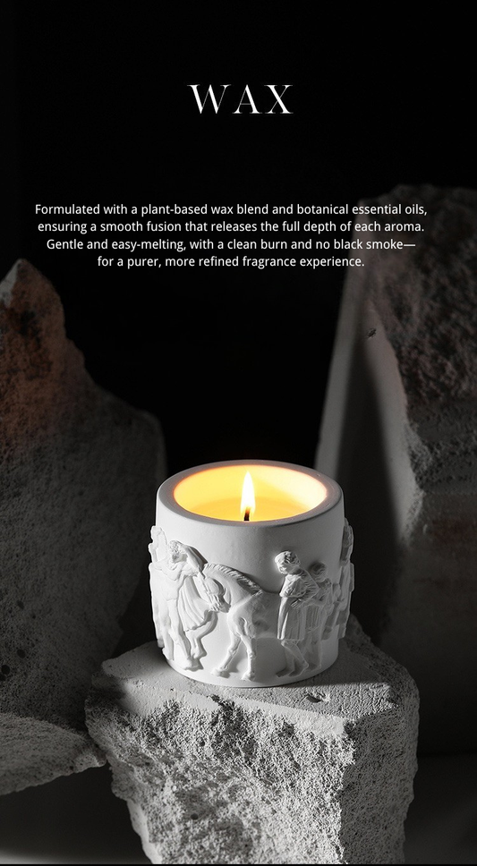 ARVEA Parthenon Relief Scented Candle – Handcrafted Soy Wax Aromatherapy Candle with Greek Temple Sculpture Design for Home Décor