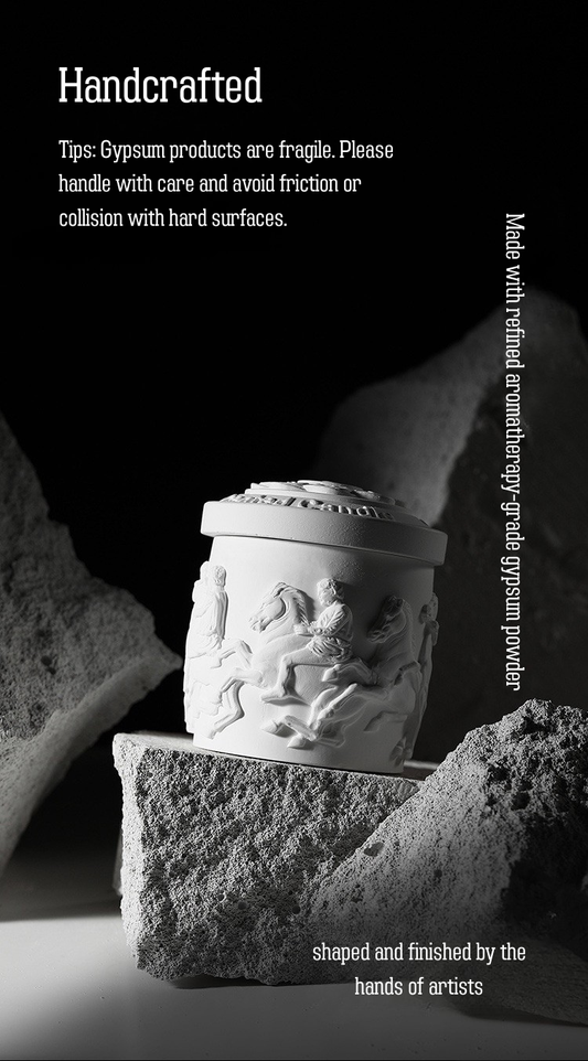 ARVEA Parthenon Relief Scented Candle – Handcrafted Soy Wax Aromatherapy Candle with Greek Temple Sculpture Design for Home Décor