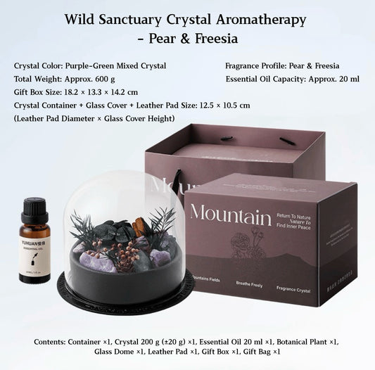Wild Sanctuary Crystal Aromatherapy Diffuser – Natural Flame-Free Crystal Aroma Set with Essential Oil, Glass Dome & Gift Box – Zen-Inspired Home Decor & Long-Lasting Fragrance