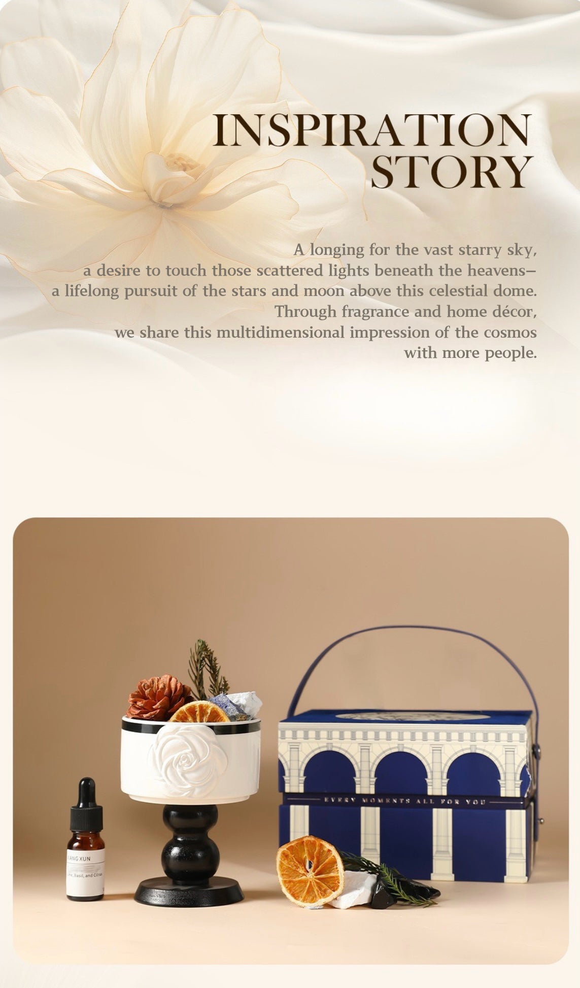 Starlight Crystal Diffuser Gift Set – Flameless Home Fragrance with Oriental Ceramic Design