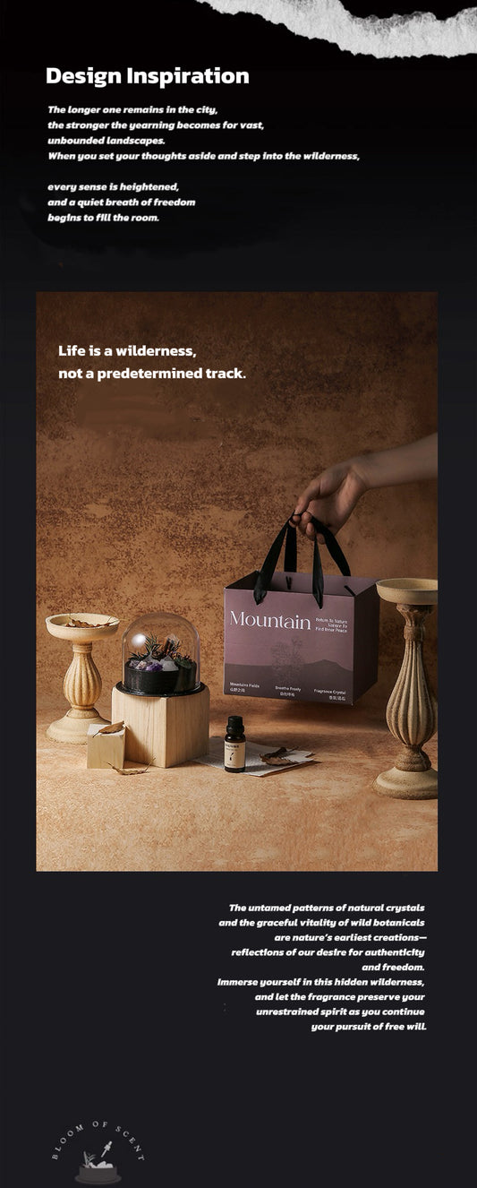 Wild Sanctuary Crystal Aromatherapy Diffuser – Natural Flame-Free Crystal Aroma Set with Essential Oil, Glass Dome & Gift Box – Zen-Inspired Home Decor & Long-Lasting Fragrance