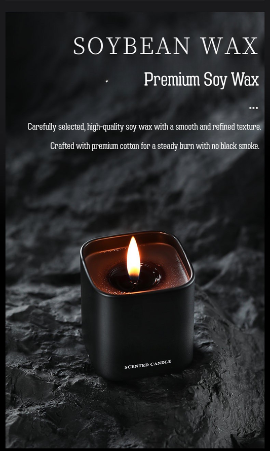 Luxury Matte Black Scented Candle – Soy Wax Aromatherapy Candle