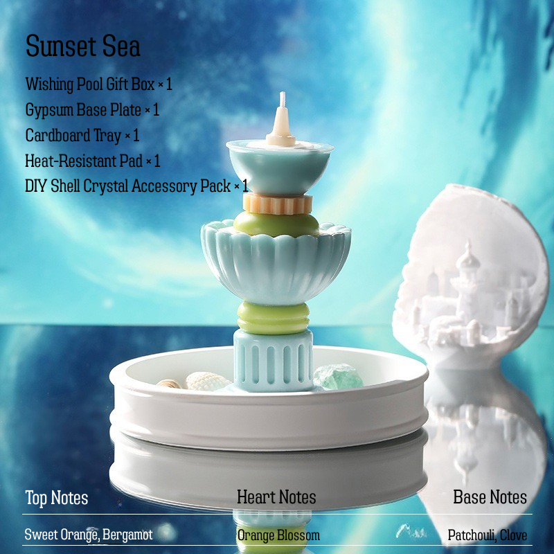 DIY Wishing Pool Scented Candle Gift Set – Soy Wax, Shell & Crystal Accessories, Aromatherapy Home Decor