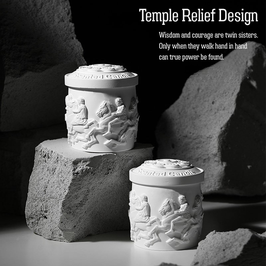 ARVEA Parthenon Relief Scented Candle – Handcrafted Soy Wax Aromatherapy Candle with Greek Temple Sculpture Design for Home Décor