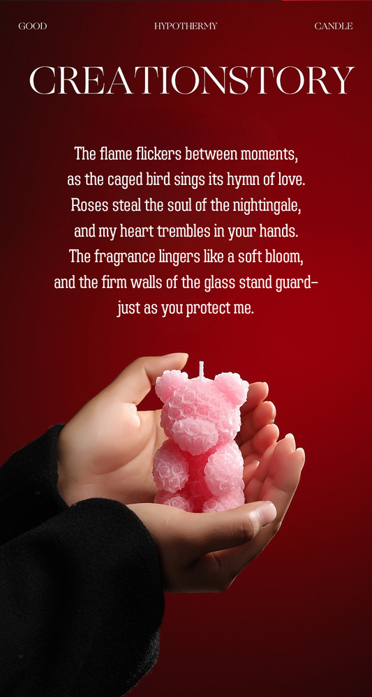 Cryogenic Rose Bear Candle — Low-Temperature Wax Sculpture, Romantic Decorative Candle for Gifts, Birthday, Valentine’s Day