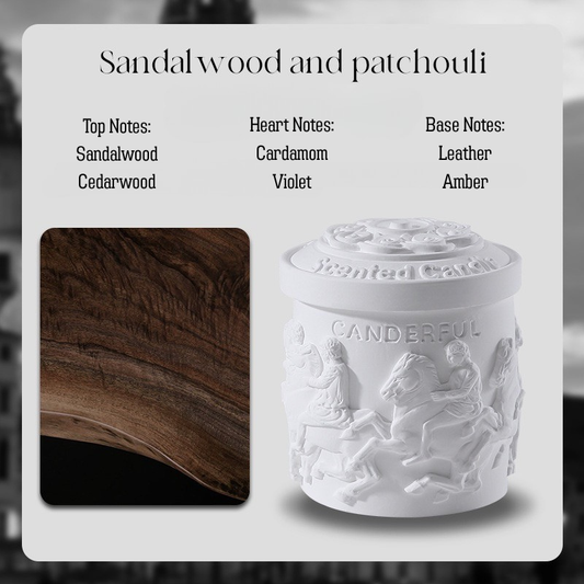 ARVEA Parthenon Relief Scented Candle – Handcrafted Soy Wax Aromatherapy Candle with Greek Temple Sculpture Design for Home Décor