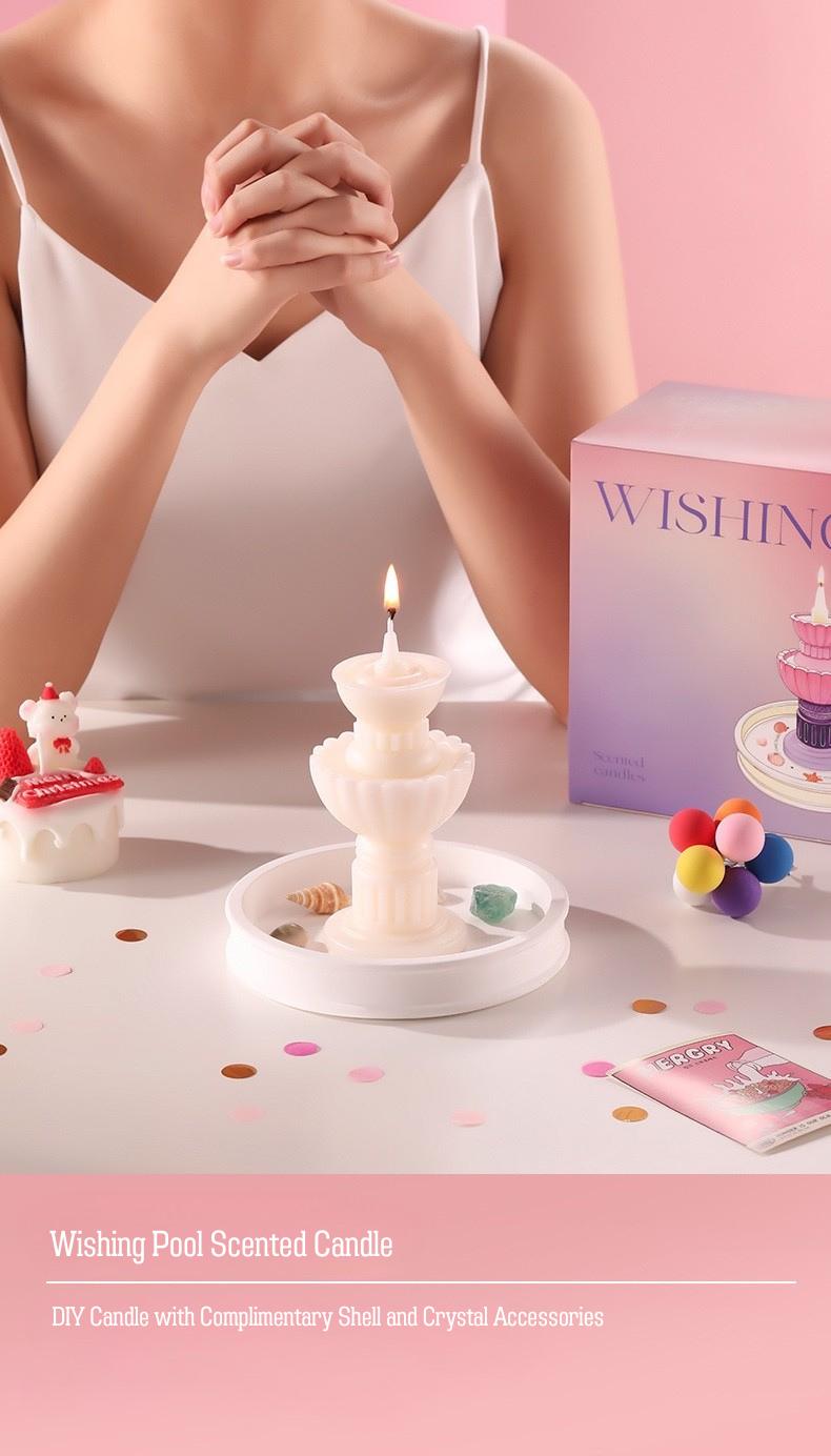 DIY Wishing Pool Scented Candle Gift Set – Soy Wax, Shell & Crystal Accessories, Aromatherapy Home Decor