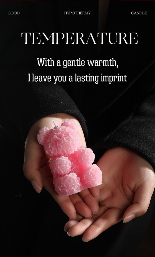 Cryogenic Rose Bear Candle — Low-Temperature Wax Sculpture, Romantic Decorative Candle for Gifts, Birthday, Valentine’s Day