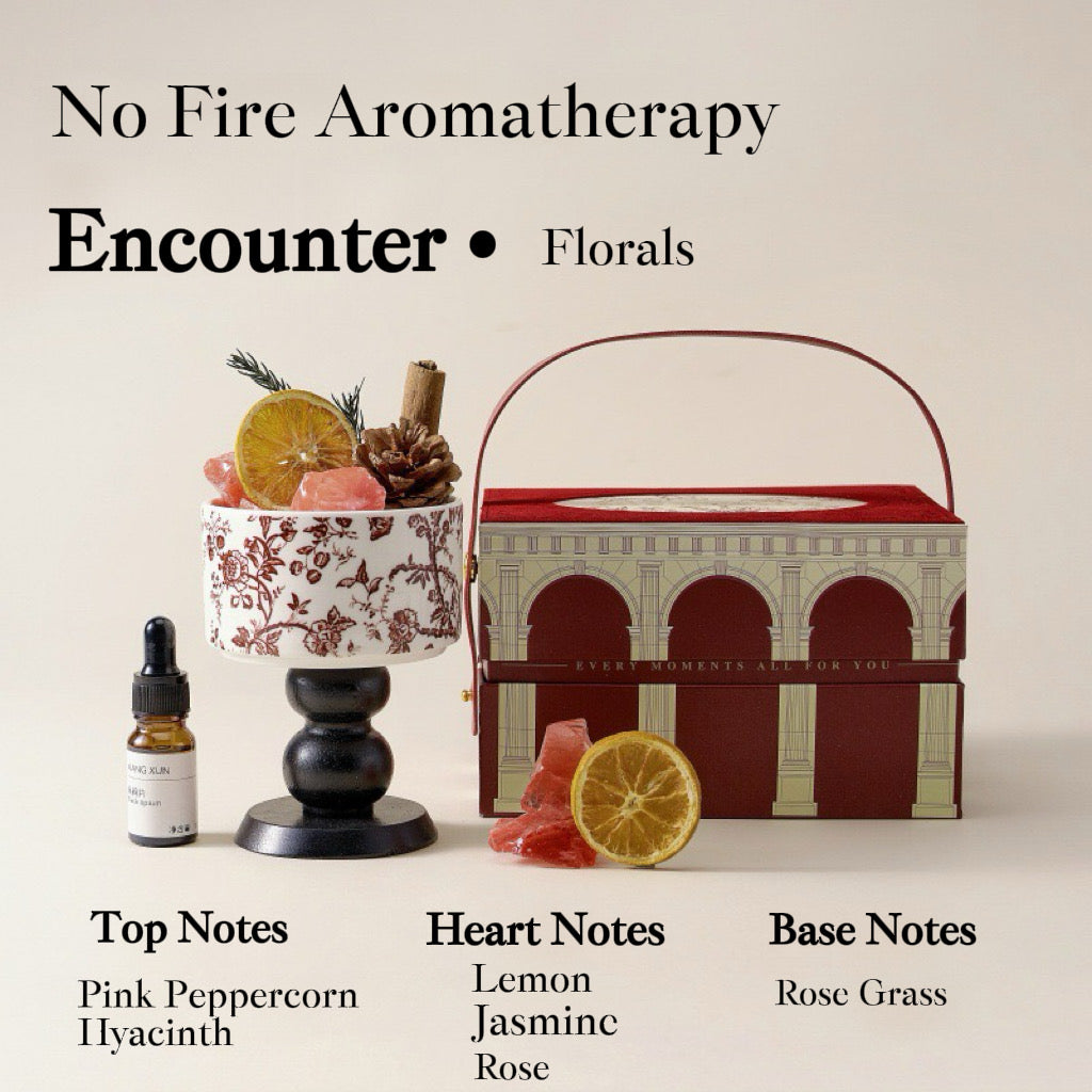 Red Luck Crystal Diffuser Gift Set – Flameless Home Fragrance with Oriental Silk-Velvet Design